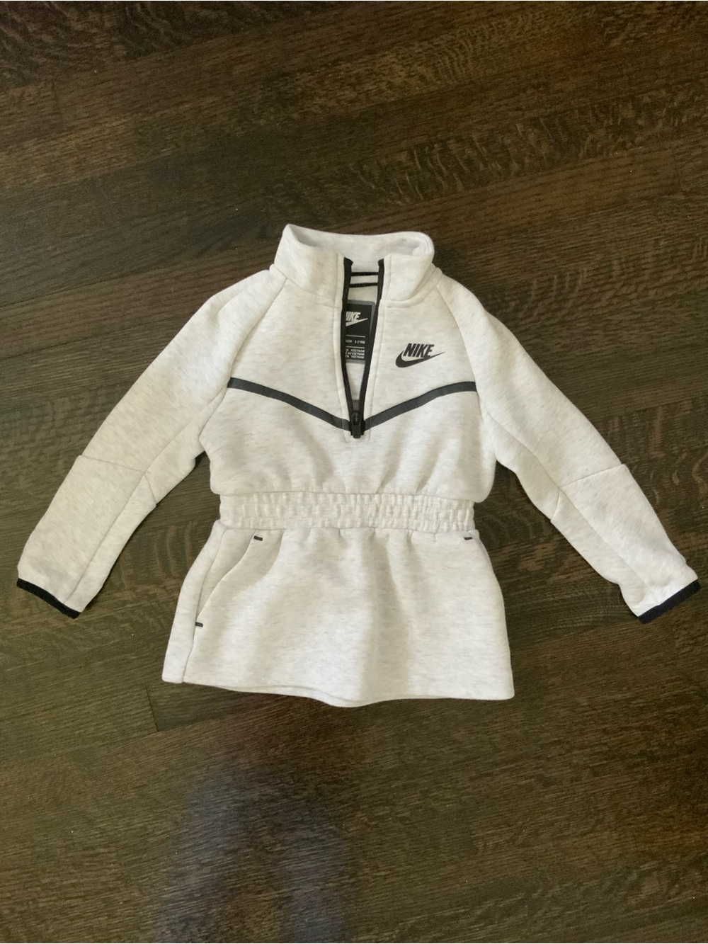 Nike Light Gray Half-Zip Sweatshirt Dress with Black Trim